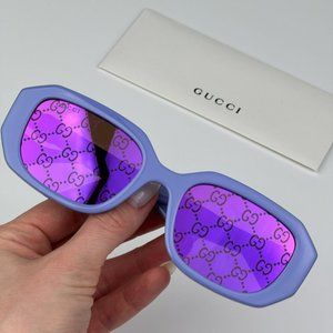Gucci GG1535S 004 BRAND NEW Sunglasses Violet GG Logo Mirrored Unisex Geometric